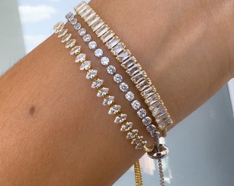 18k Gold filled bracelet for woman | bracelet set | stack bracelet | gold filled jewelry | tennis bracelet | silver tennis bracelets | 18k