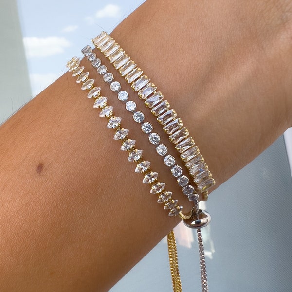 18k Gold filled bracelet for woman | bracelet set | stack bracelet | gold filled jewelry | tennis bracelet | silver tennis bracelets | 18k