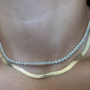 Gold layer necklace set | Choker necklace | gold tennis necklaces | dainty necklace for woman | snake chain necklace | Tennis choker 18k gp