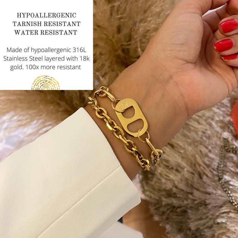 Link Chain Bracelet Stacking Bracelets Gold Paperclip Chain Etsy