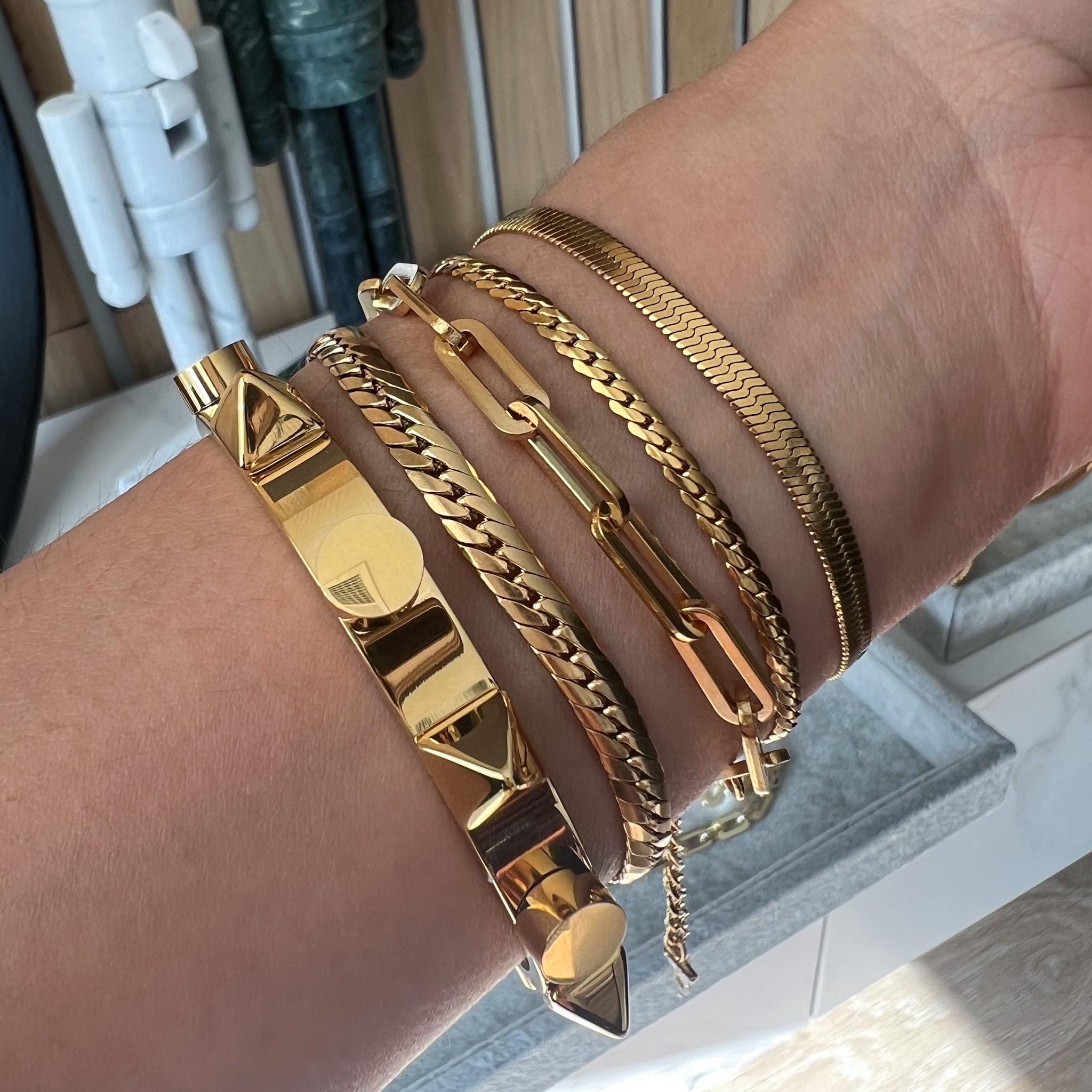 Rope Bracelet Stack Gold Bracelet Womens 14k Finrezio 3-5 Pcs Gold