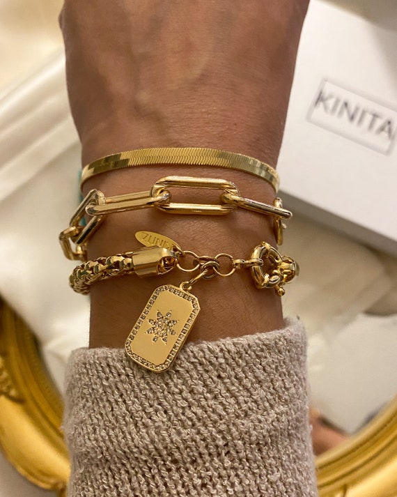 Gold chain bracelet chunky deals