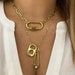 layer necklace set | gold link chain necklace | carabiner screw lock necklace | safety pin | lock necklace | gold choker