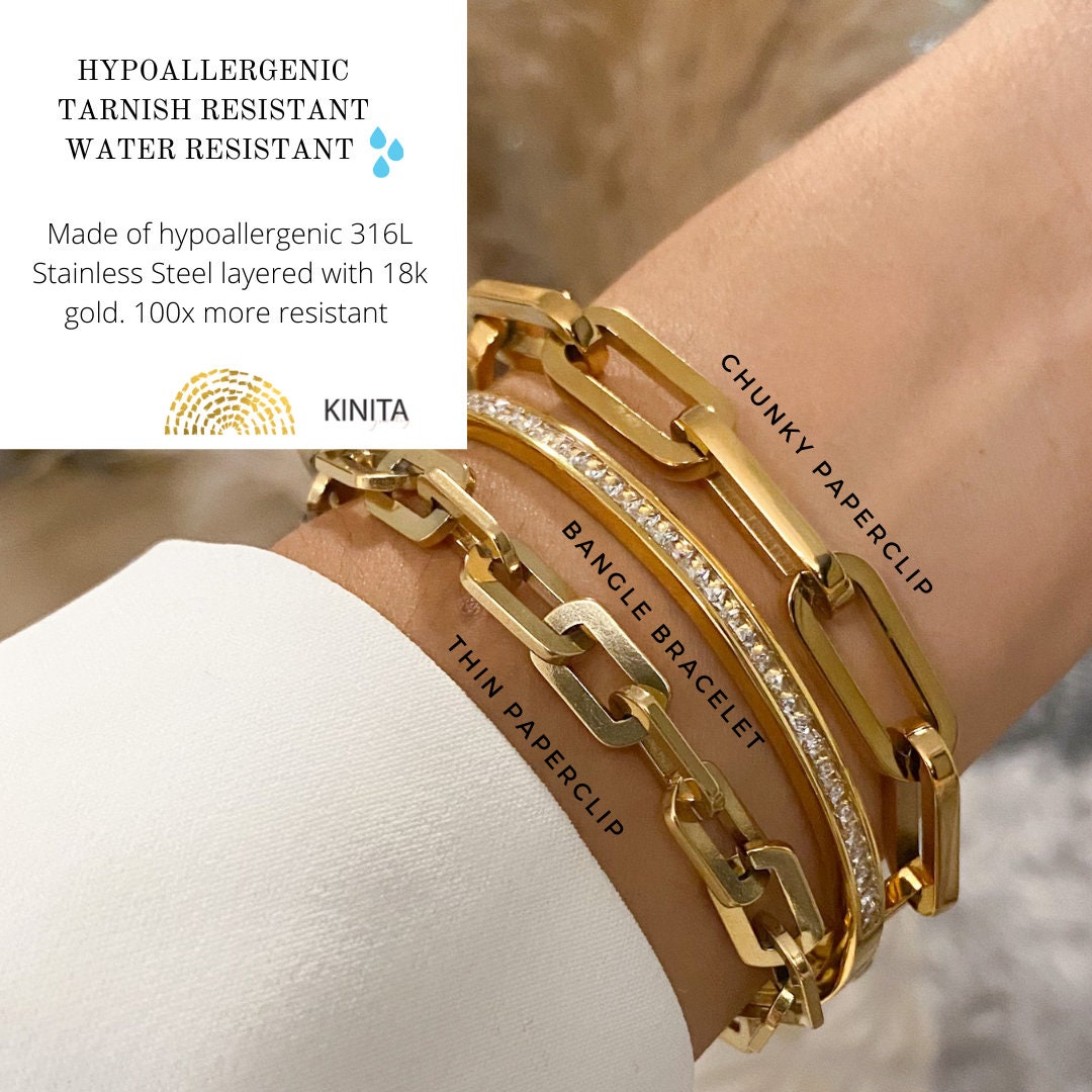 gold chain bracelet layers stacked – Clutch Jewelry