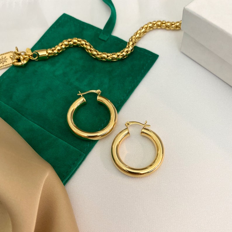 Small Gold Hoop Earrings Thick Hoop Earrings Chunky Hoops - Etsy