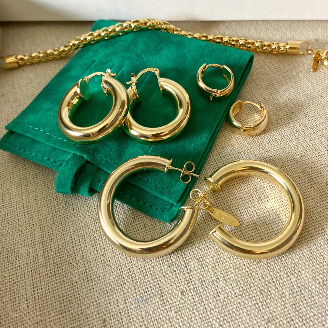 Gold Hoop Earrings, Small Hoop Earring, Thick and Chunky 14k Gold