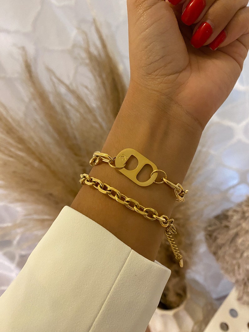 Link Chain Bracelet Stacking Bracelets Gold Paperclip Chain Etsy