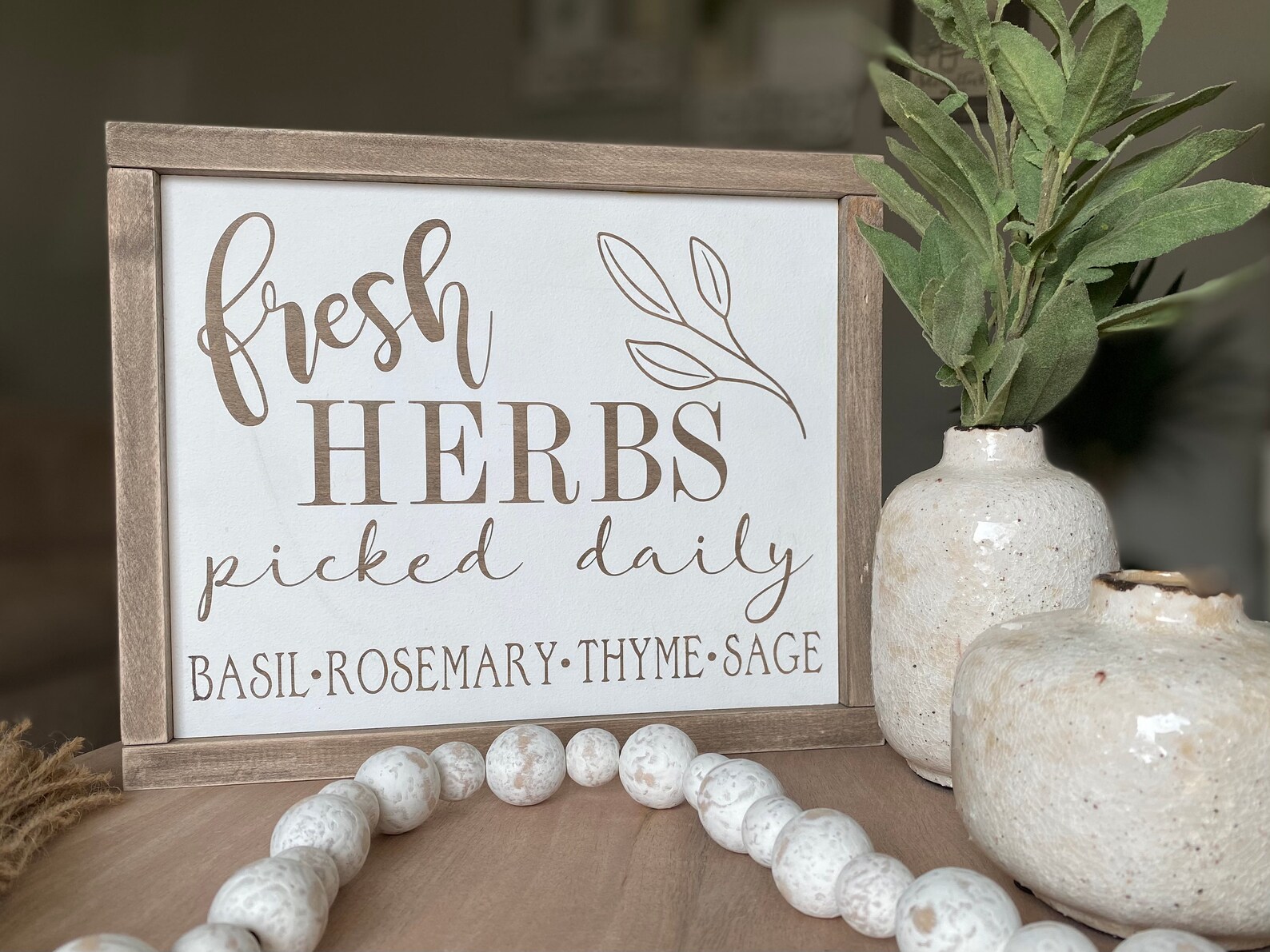 Fresh Herbs Framed Sign Etsy