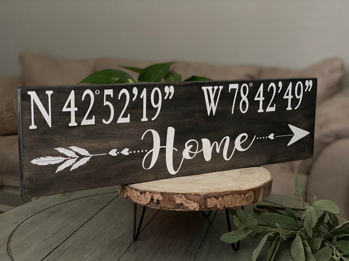 Home Coordinates Sign Etsy