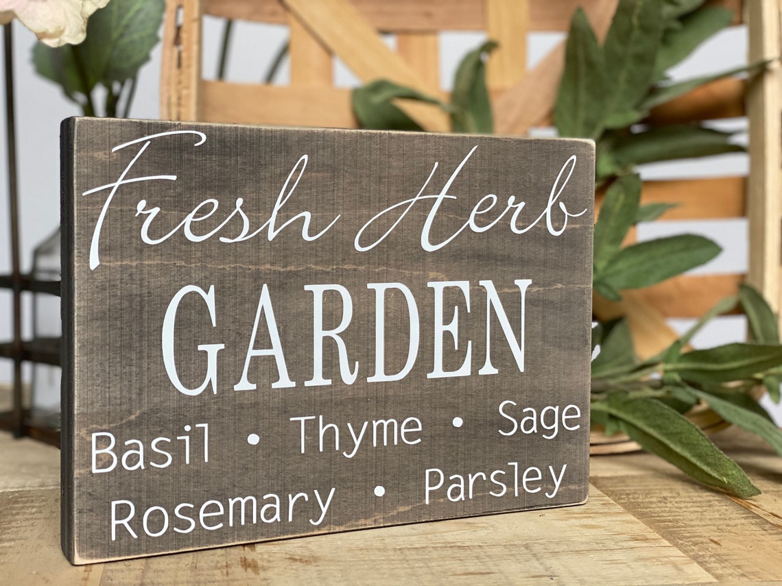 Fresh Herb Garden Wood Sign Etsy