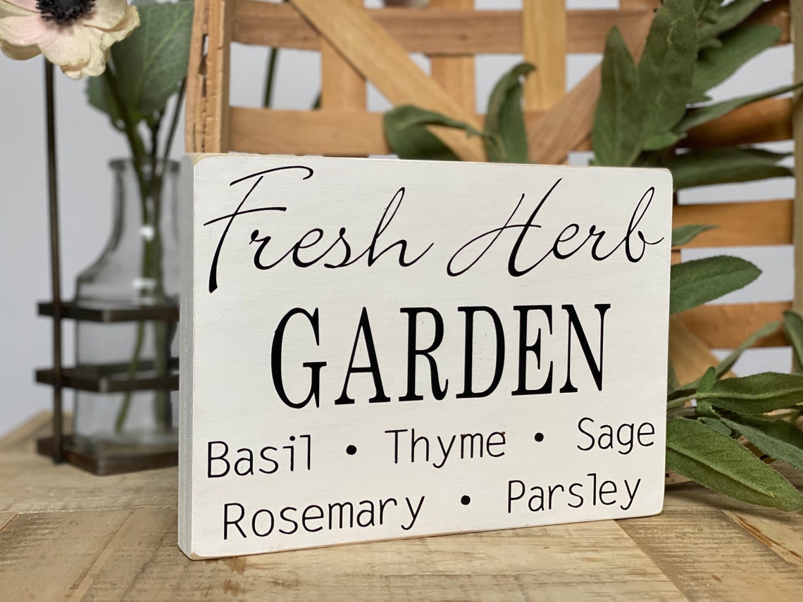 Fresh Herb Garden Wood Sign Etsy