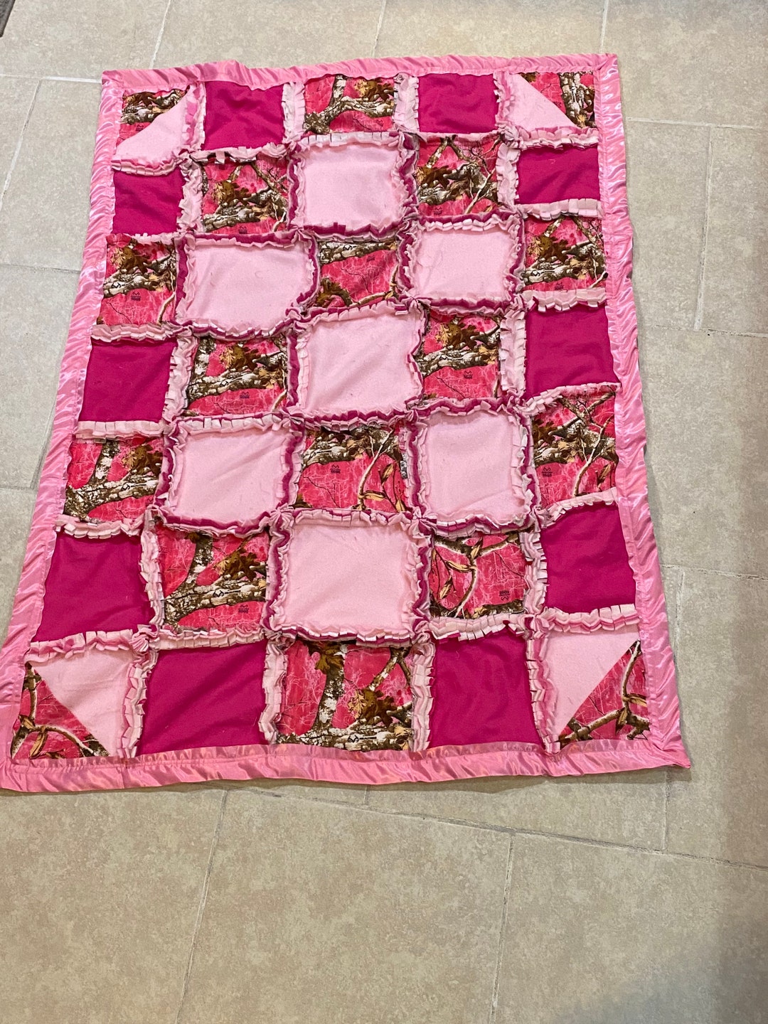 Realtree Pink Camo Crib Quilt Rag Style Etsy