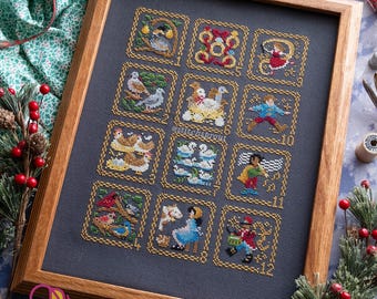 12 Days of Christmas Cross Stitch Pattern | Festive Holiday Sampler | Instant PDF Download
