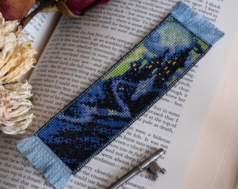 House of Horror Bookmark Cross Stitch Pattern | Dark Haunted Castle Design | Book Lover Instant PDF Download