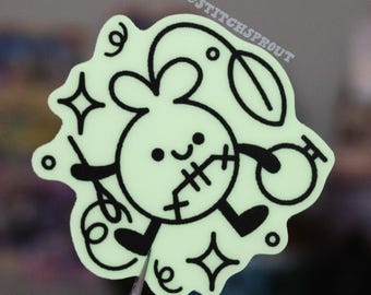 Glow in the Dark Stitch Sprout Die Cut Vinyl Sticker - Laptop / Hydroflask / Phone / Planner Die Cut Sticker, Waterproof Car Decal