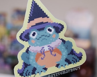Magical Frog Die Cut Vinyl Sticker - Laptop / Hydroflask / Phone / Planner Die Cut Sticker, Waterproof Car Decal / Cute DnD Mage Wizard