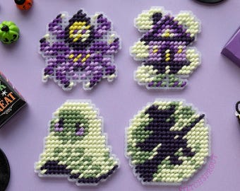 Kit de broderie magnétique d'Halloween à faire soi-même - 4 modèles (comprend la toile, l'aiguille, le fil, les accessoires et un tutoriel)
