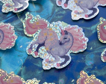 Sticker licorne holographique | Sticker vinyle imperméable Pixel Art