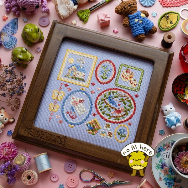 Sweet Nothings Cross Stitch Pattern | Mini Frame Sampler | Instant PDF Download