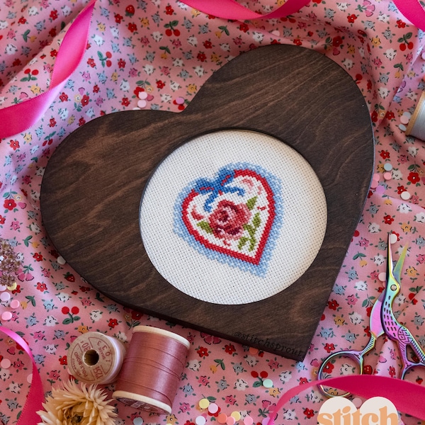 Ever Thine Cross Stitch Pattern | Victorian Valentine Rose & Lace Heart | Instant PDF Download
