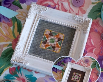 Mini Barn Quilt Duo Cross Stitch Pattern | Earthy & Sweet Colorway Designs | Instant PDF Download
