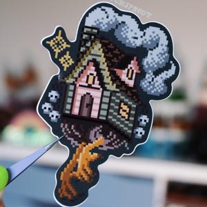Baba Yaga Chicken House Die Cut Vinyl Sticker - Laptop / Hydroflask / Phone / Planner Die Cut Sticker, Waterproof Car Decal / Halloween