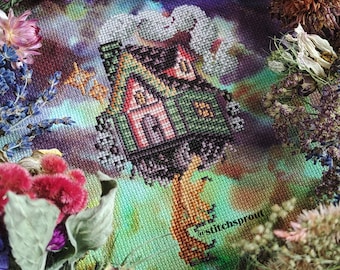 Hut Hut!! Baba Yaga’s Witch House Cross Stitch Pattern | Slavic Folklore & Spooky Cottage Design | Gothic Halloween Instant PDF Download