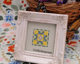 Mini Barn Quilt - Modern Cross Stitch Pattern - Instant Download PDF - Cottagecore, Country Aesthetics, Small & Cute Embroidery