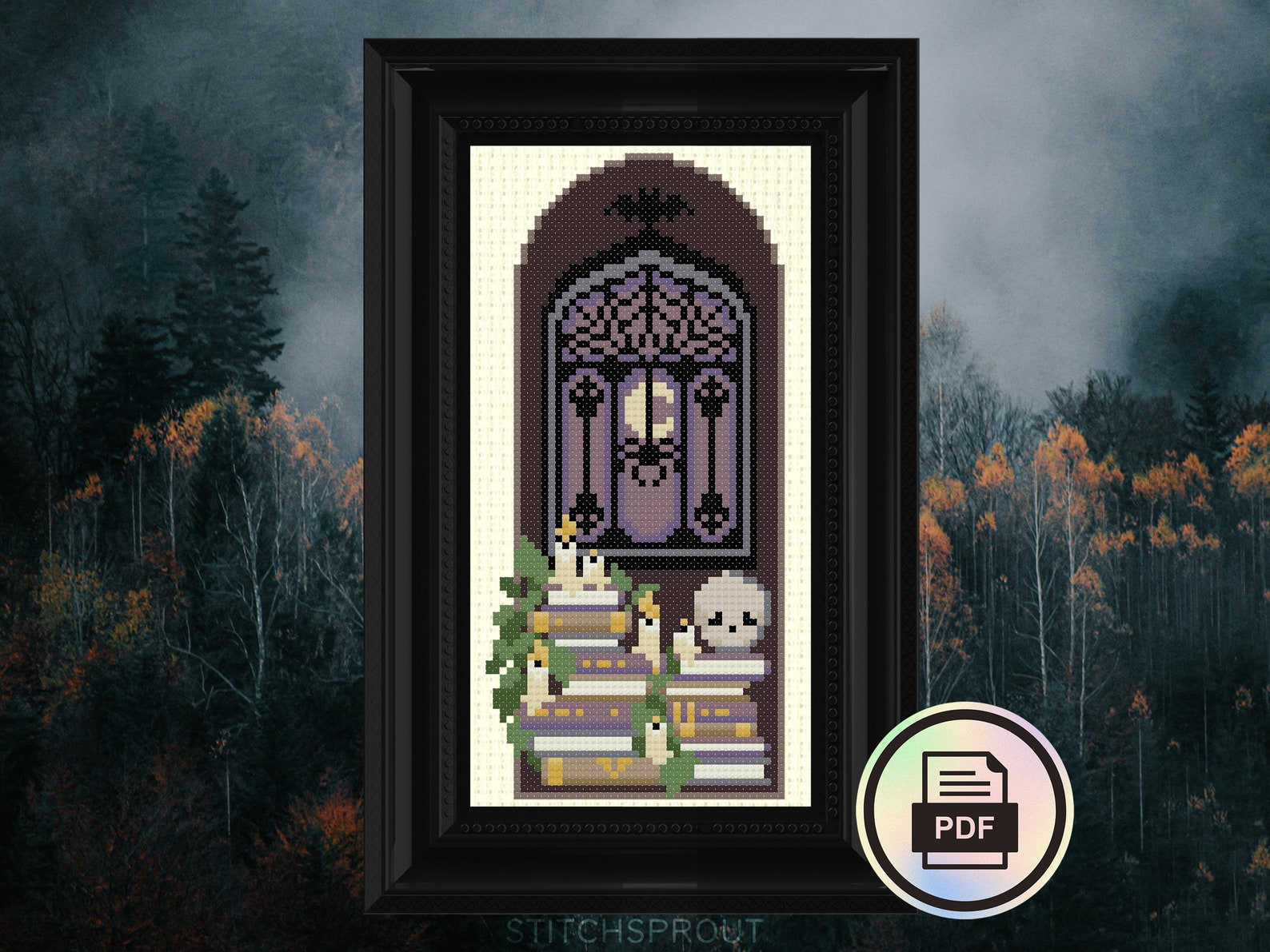 Poe's Library - Gothic Cross Stitch Pattern - Instant Download PDF ...