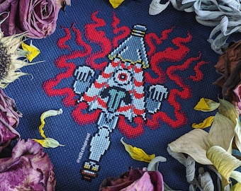 Karakasa Kozo Yokai Cross Stitch Pattern | Japanese Folklore Umbrella Spirit | Mythical Ghost Instant PDF Download