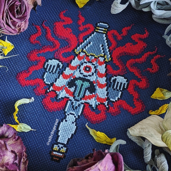 Yokai Umbrella Karakasa Kozo - Modern Cross Stitch Pattern - Instant Download PDF - Japanese Folklore, Mythology, Ghosts & Spirits