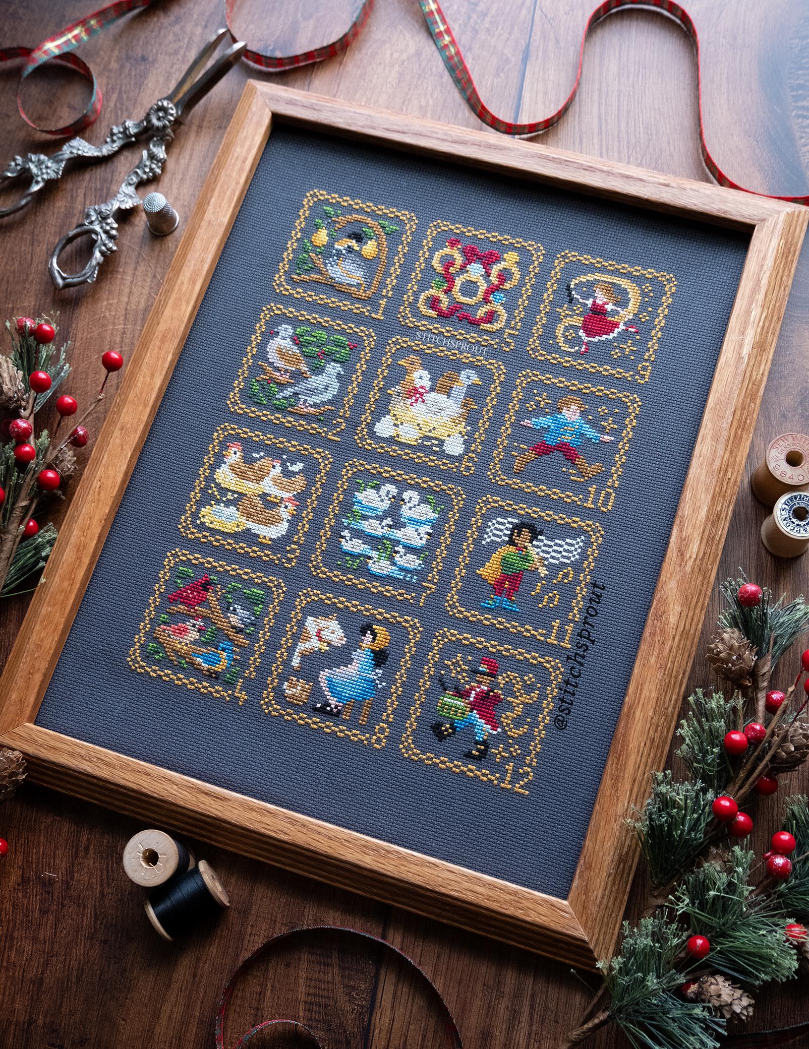 12 Days of Christmas Cross Stitch Pattern | Festive Holiday Sampler ...