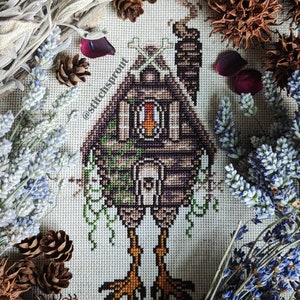 Baba Yaga's Witch House Gothic Cross Stitch Pattern Instant Download PDF Spooky Embroidery, Halloween, Slavic Folklore image 2