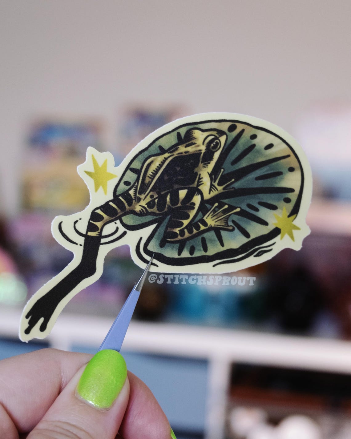 Lilypad Frog Die Cut Vinyl Sticker - Laptop / Hydroflask / Phone ...