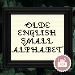 Cross Stitch Alphabet Pattern - Olde English Small Typeface - Personal & Commercial Use - Instant Download PDF - Font, Type, Sampler