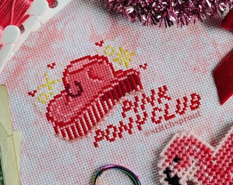 Pink Pony Club - Cross Stitch Pattern - Instant Download PDF - Ode to Chappell Roan, Cowboy Hat