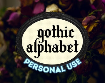 Cross Stitch Alphabet Pattern - Gothic Victorian Typeface - Personal Use Option - Instant Download PDF - Font, Type, Sampler, Embroidery