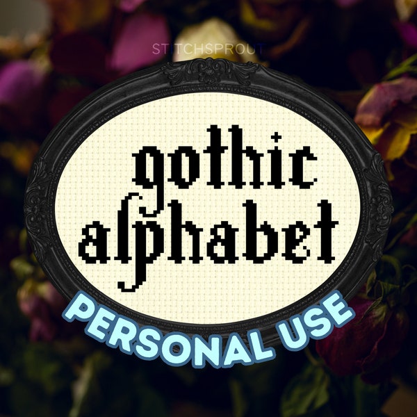 Cross Stitch Alphabet Pattern - Gothic Victorian Typeface - Personal Use Option - Instant Download PDF - Font, Type, Sampler, Embroidery