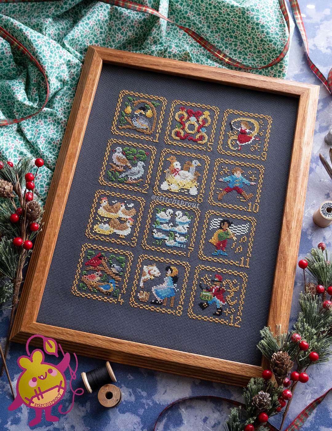 12 Days of Christmas Cross Stitch Pattern | Festive Holiday Sampler ...