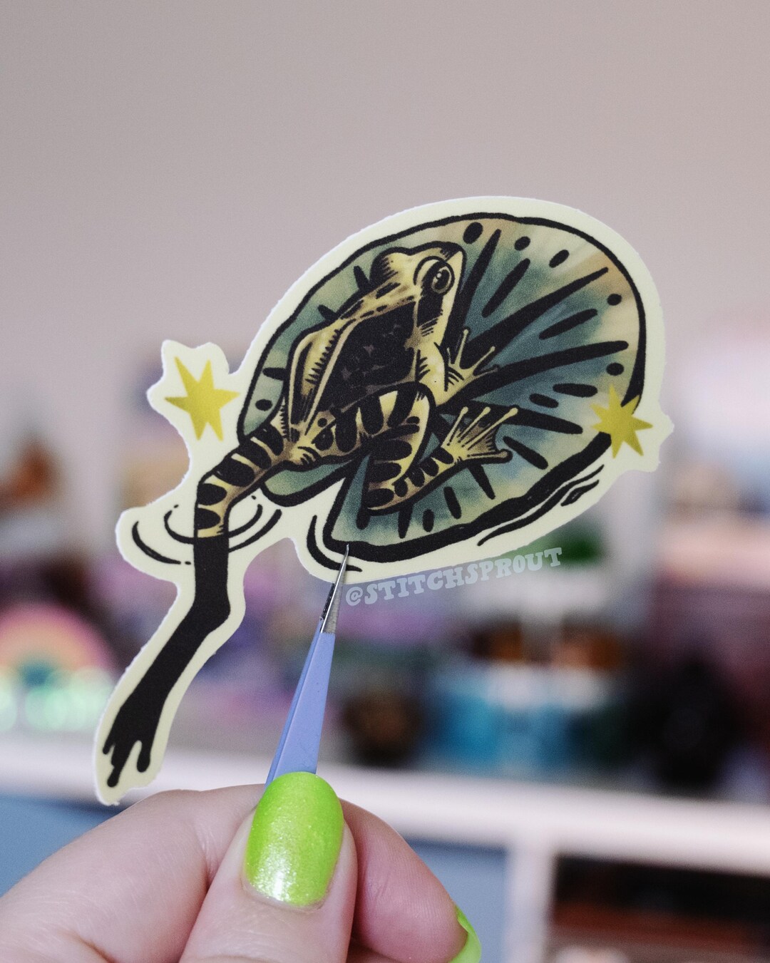 Lilypad Frog Die Cut Vinyl Sticker - Laptop / Hydroflask / Phone ...