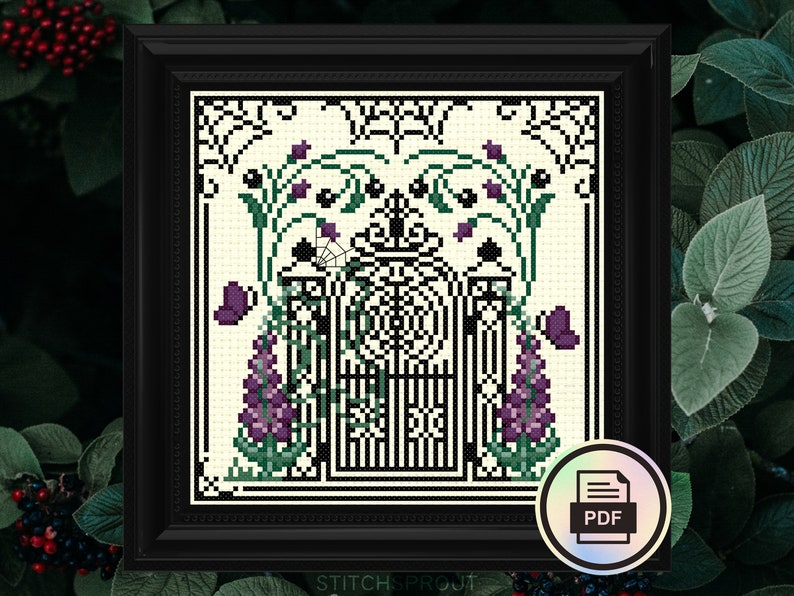 Welcome to the Garden Gothic Cross Stitch Pattern Instant Download PDF Poison Garden, Halloween Embroidery, Poisonous Plants image 3