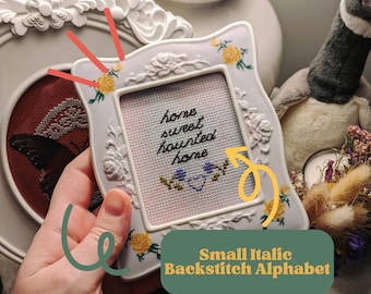 Mini Backstitch Alphabet Pattern - Small Italic Backstitch Font - Instant Download PDF - Cross Stitch, Type, Sampler, Embroidery