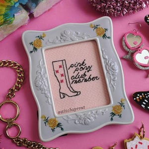 Pink Pony Club Member - Mini Cross Stitch Pattern - Instant Download PDF - Ode to Chappell Roan, Cowboy Boots, Country Music