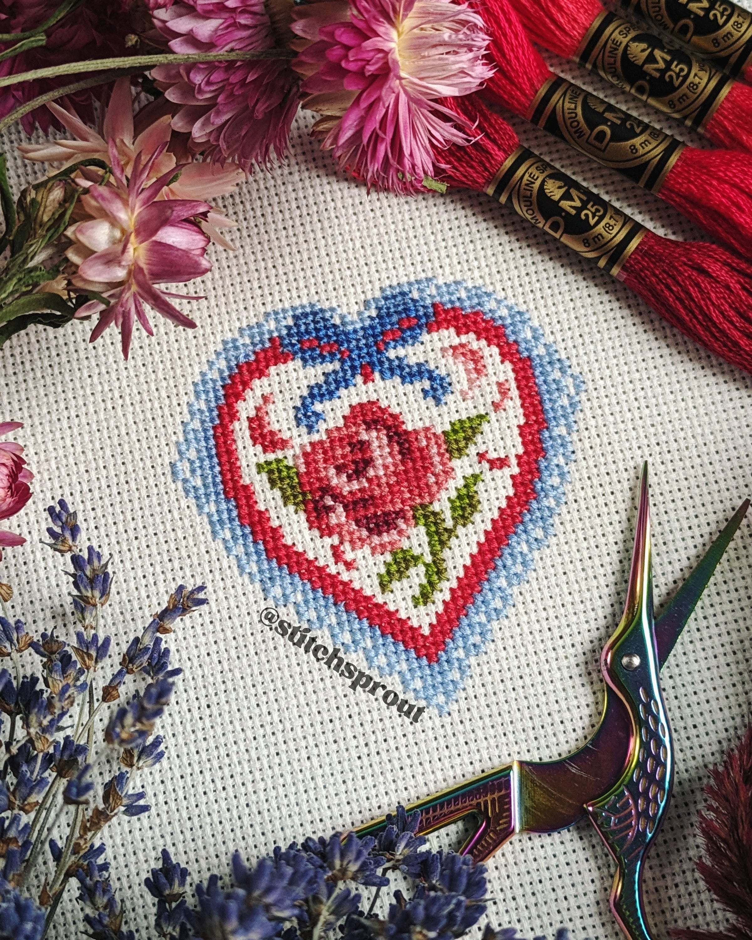 Victorian Valentines Heart - Gothic Cross Stitch Pattern - Instant Download PDF - Cottagecore, Love Heart Embroidery, Vintage Style