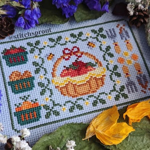Homegrown Farmer Sampler Cross Stitch Pattern | Cozy Country Kitchen Design | Cottagecore Instant PDF Download