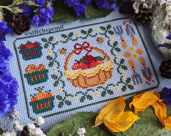 Homegrown Farmer Sampler - Modern Cross Stitch Pattern - Instant Download PDF - Cottagecore, Cozy Kitchen Decor