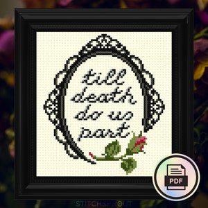 Creepy Valentines Till Death - Gothic Cross Stitch Pattern - Instant Download PDF - Cottagecore, Valloween, Valentines Gift