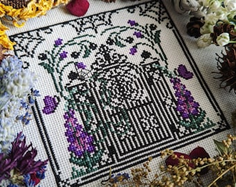 Welcome to the Garden Cross Stitch Pattern | Poison Garden with Witchy Plants | Gothic Halloween Instant PDF Download