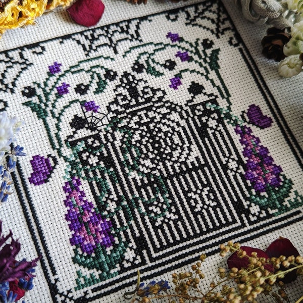 Welcome to the Garden - Gothic Cross Stitch Pattern - Instant Download PDF - Poison Garden, Halloween Embroidery, Poisonous Plants