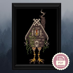 Baba Yaga's Witch House Gothic Cross Stitch Pattern Instant Download PDF Spooky Embroidery, Halloween, Slavic Folklore image 4